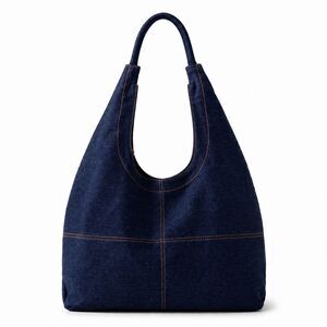 UO Minimalist Denim Crescent Hobo Shoulder Bag – Quiet Luxury Everyday Carry New